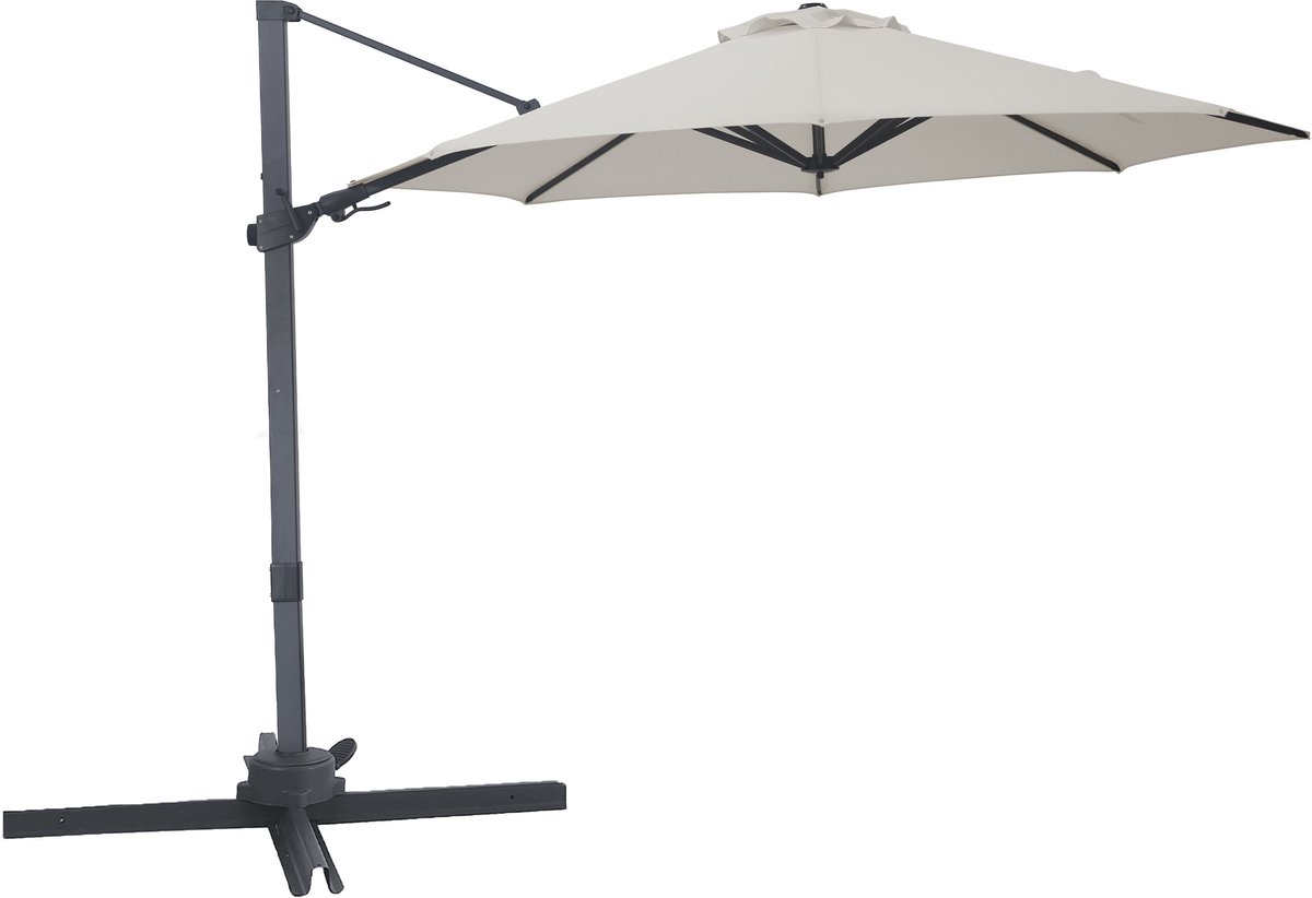 AXI Solis Zweefparasol Ø 300cm Antraciet/beige incl. Hoes - Gepoedercoat frame met kruisvoet - 360° Draaibaar - Kantelbaar (8721399280850)