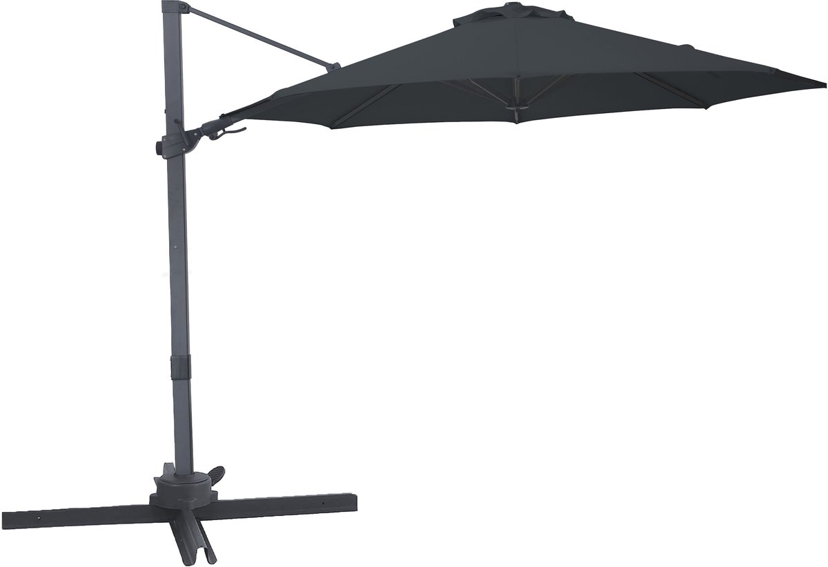 AXI Solis Zweefparasol Ø 300cm Antraciet/grijs incl. Hoes - Gepoedercoat frame met kruisvoet - 360° Draaibaar - Kantelbaar (8721399280836)