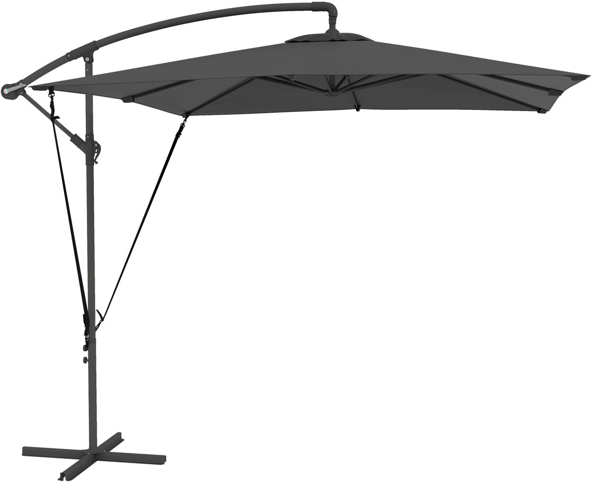 Archi Zweefparasol 2,5 × 2,5 M - Parasol - Verstelbaar - UV-bescherming - Inclusief Beschermhoes - Kruisvoet - Donkergrijs (8721551995257)