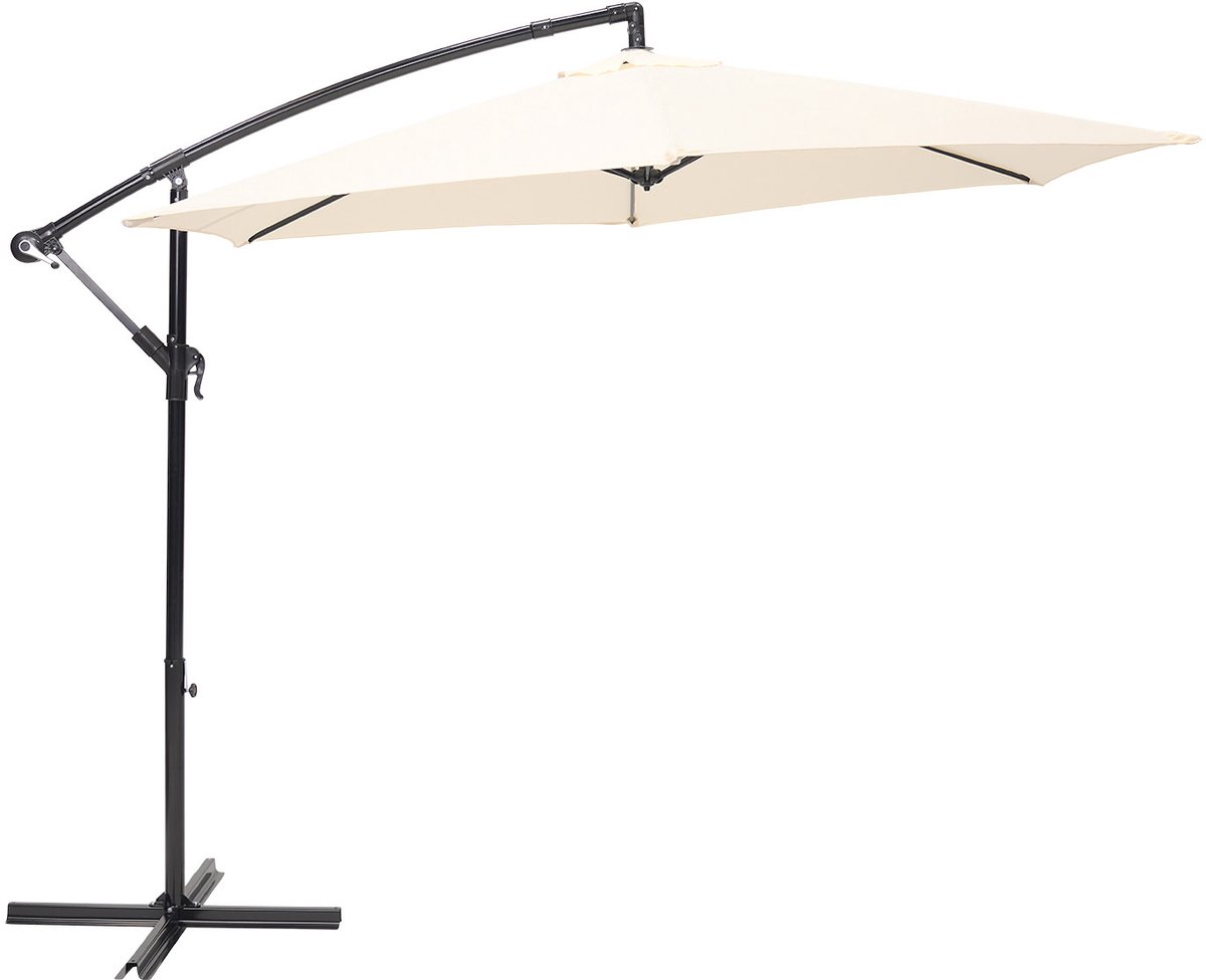 Brixy Zweefparasol - 300CM - Incl. Kruisvoet - Waterdicht - Verstelbare Hoogte - Creme (8721022430577)