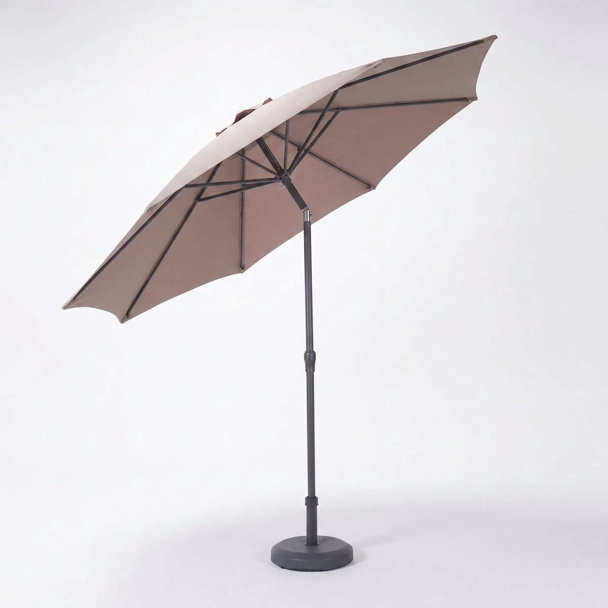 Cheqo Tuinparasol - Stokparasol - Terrasparasol - Taupe - Kantelbaar - UV-Bestendig - Waterdicht - Aluminium - voor Tuin en Terras - Balkonparasol - Zonnescherm - Knikbaar - Zonnewering - Ronde Parasol (8721458018486)