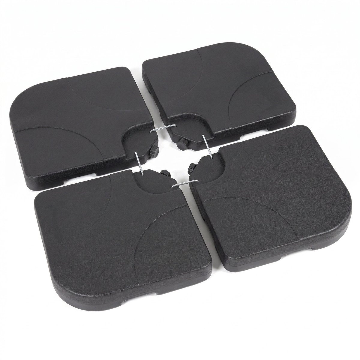 Cheqo® Parasoltegels Set van 4 - Parasolvoet Vulbaar voor Kruisvoet - Zweefparasol Parasol Tegels - Verzwaringsplaten - Parasolvoettegels - Voettegels Parasol - Kunststof Watervulbaar - Parasolhouder - Parasol Verzwaring voor Tuin en Balkon (8721458017595)