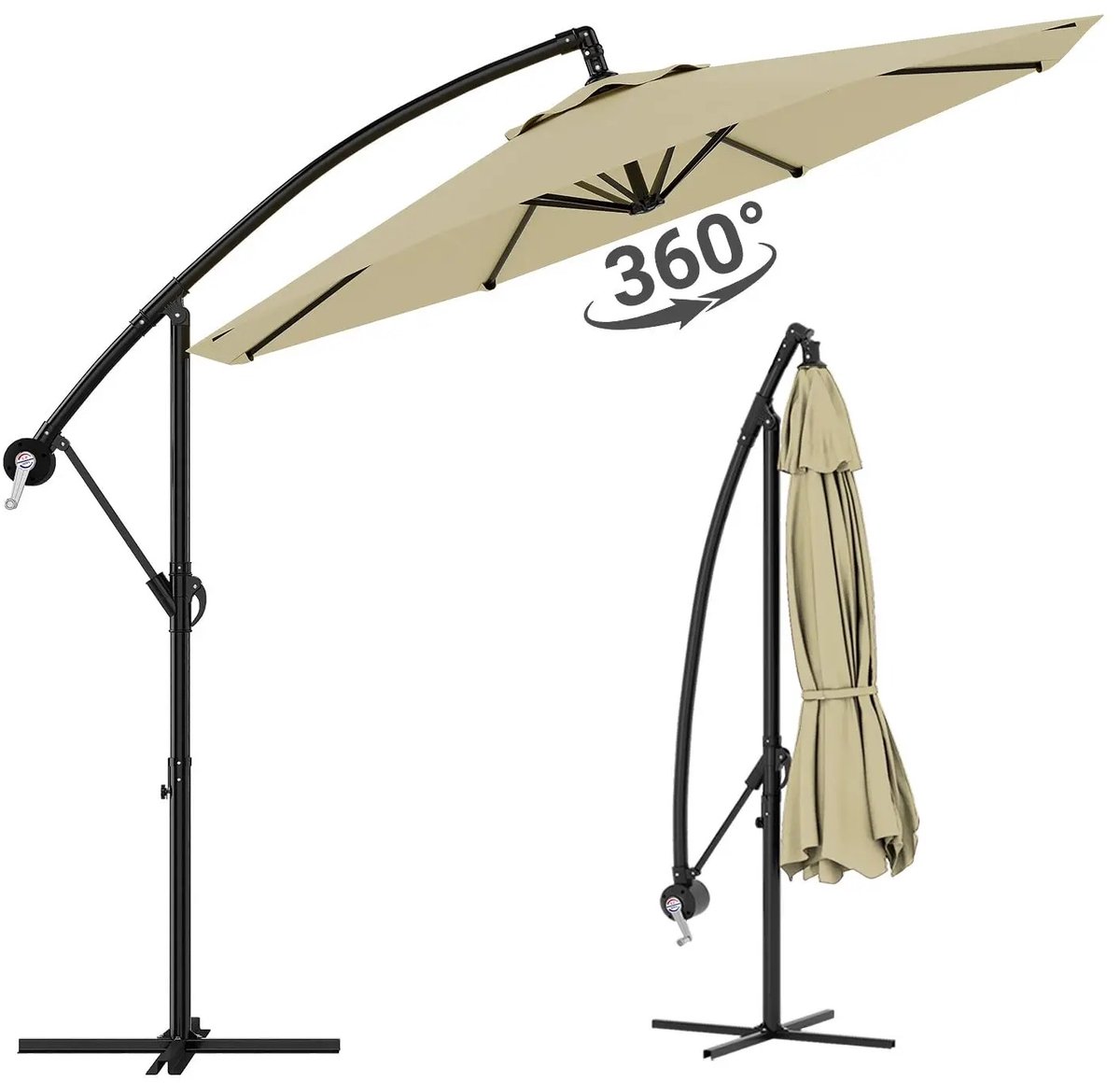 Damenzo - Parasol - Inclusief parasolhoes - Zweefparasol - Parasol kantelbaar - Parasol met voet - 300x100x255 cm - Beige (8721569122539)