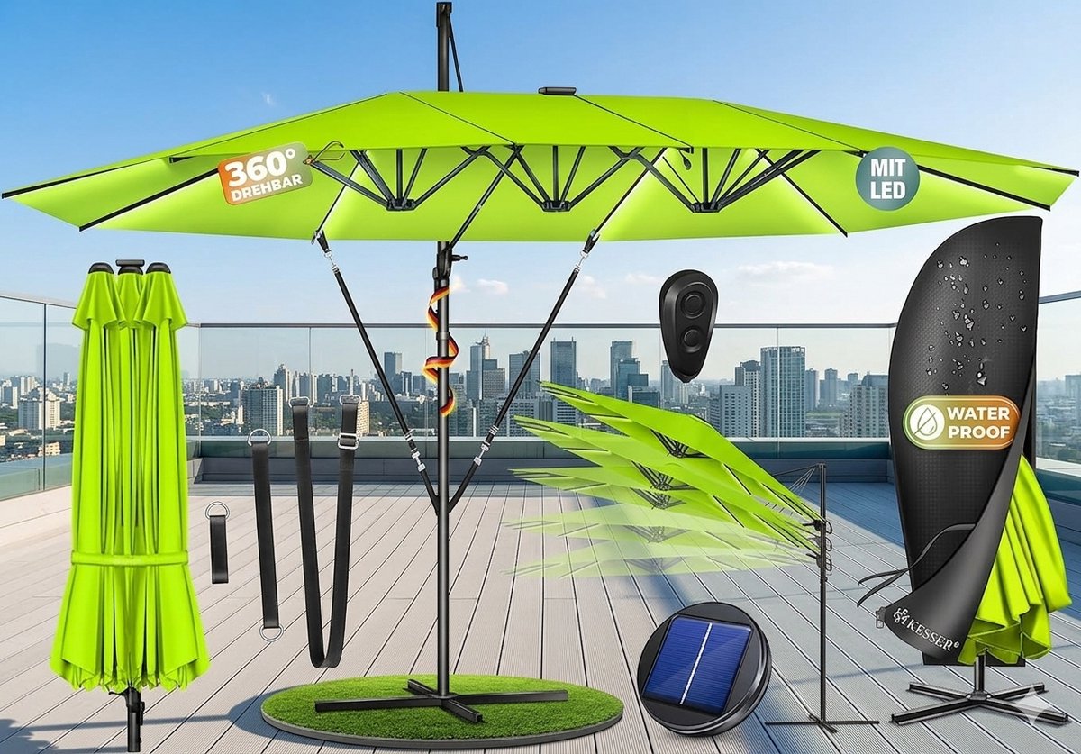 Dubbele Zweefparasol 460 x 270 - 460x270 cm - Antraciet - Medahomestore (9501938996980)