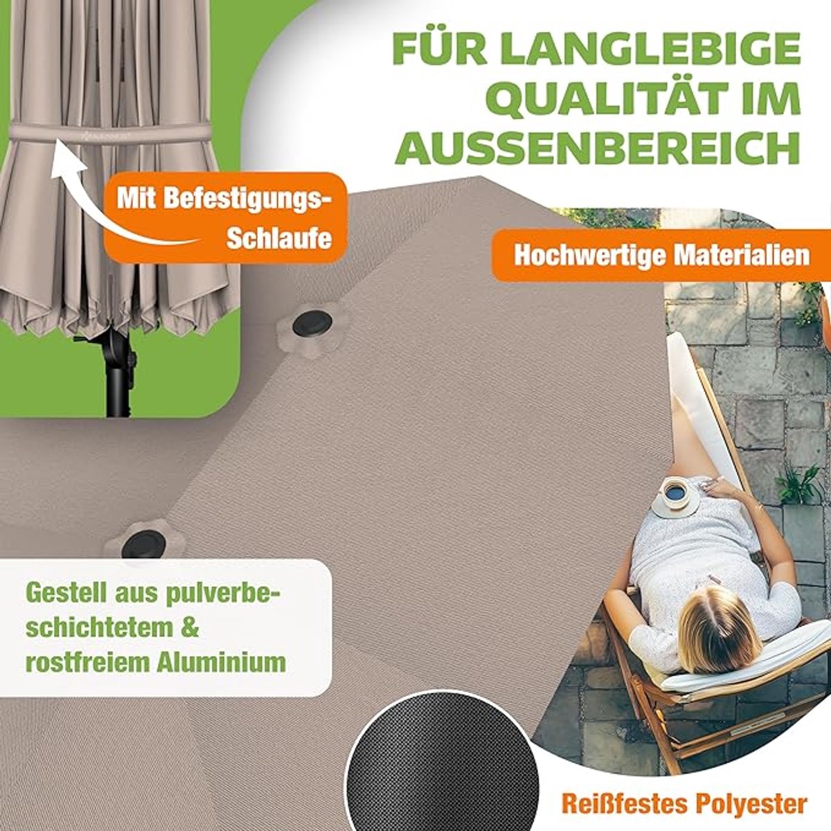 Dubbele zweefparasol 460 x 270 x 243 cm - XXL tuinparasol met zwengelsysteem & rotatiekanteling, aluminium frame 48 mm, 12 metalen baleinen, UV- & waterbestendig, inclusief beschermhoes - Mobili Bella (9506341655233)