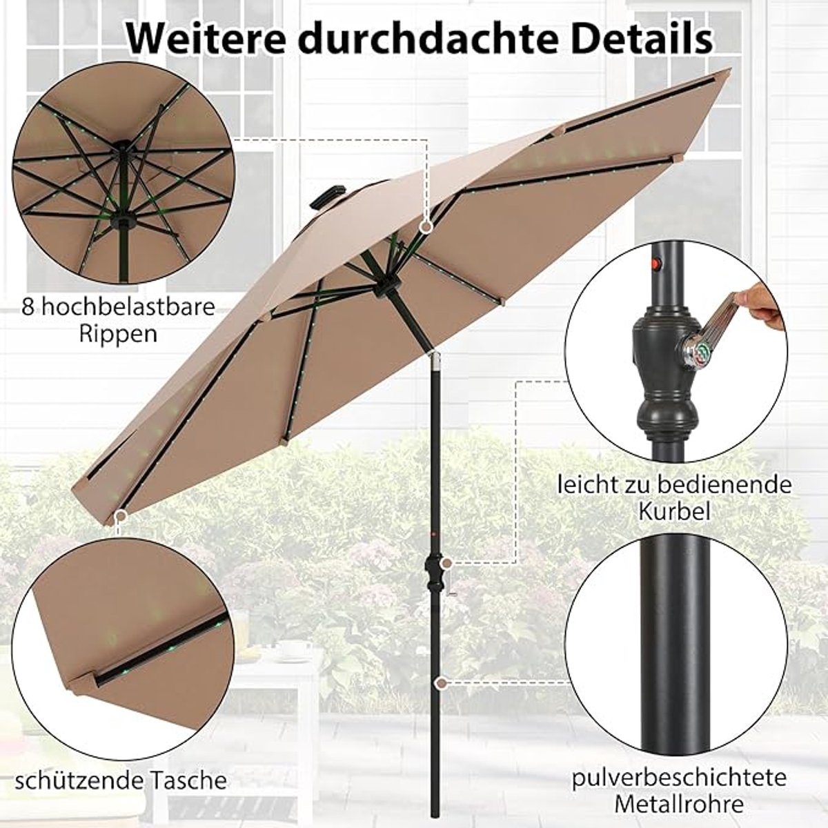 Dubbele zweefparasol 460x270 cm - Depauwonen extra grote tuin- en terrasparasol met UV-bescherming UPF50+, waterafstotend polyester, kruklift zwengel, schemerblauw, cilinder vorm, ideaal voor tuin,... (9508847933129)