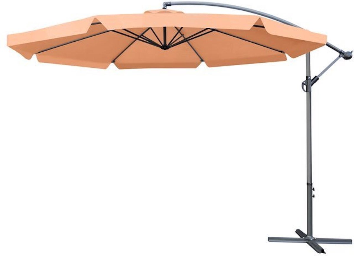 EASTWALL Parasol - Verstelbare arm - 3.5m arm - Zweefparasol - Tuin parasol - 245x350cm - UV werend doek - Stokparasol - Beige - Lange gebruikstijd - Eenvoudig verstelbaar - Inclusief parasolvoet (8720254824512)