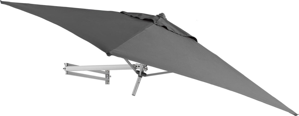 Easysol Parasol - Muurparasol - Balkonparasol - Donkergrijs - 200 x 200 cm (L x B) - Muurparasol VIERKANT - Parasols - Balkon Parasol - Tuinparasol - Balkonparasol kantelbaar - Wandparasol (5400943015744)