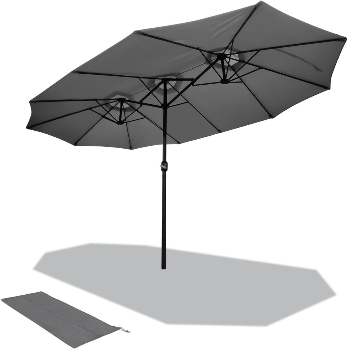 Florixa® Zweefparasol Met Voet - Zweefparasol - Zweefparasols - Grijs - 460cm x 460cm x 249cm (6155949445451)