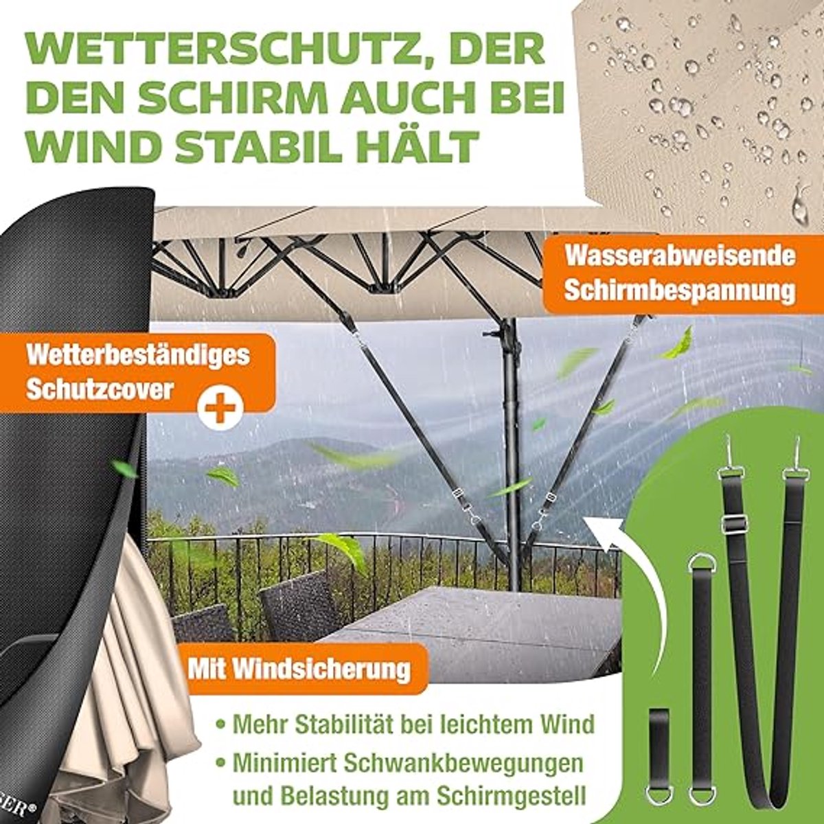 Grand-Panoramic XXL Dubbele Zweefparasol 460 x 270 cm met 360° Rotatie, Kantelfunctie & Luxe Beschermhoes - UV-bestendig & Waterafstotend - Antraciet (9502613957838)