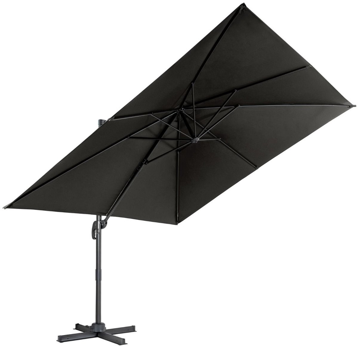 Grijze Parasol - Waterdicht & UV-beschermend - Kantelbaar & Verstelbaar - Luxe Zweefparasol voor Tuin - Balkon of Terras - Weerbestendig (8721564002027)