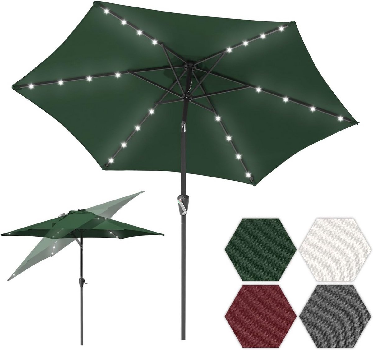 Grote Tuinparasol 270-350 cm Zweefparasol zonder Standaard Waterafstotend met Handslinger (9101096475671)
