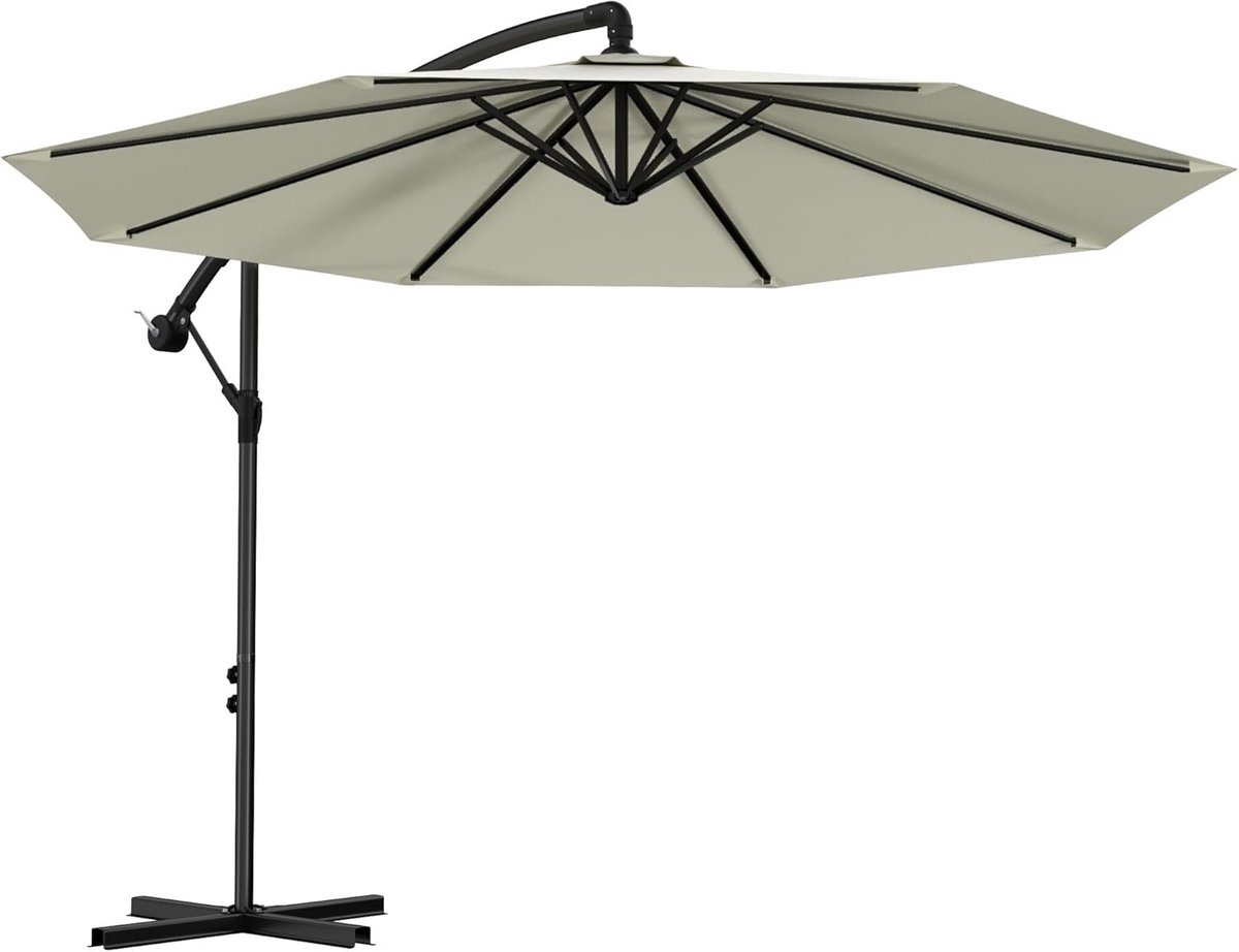 Grote Zweefparasol 300cm Beige met Slingsysteem en UV-bescherming (9101105882551)