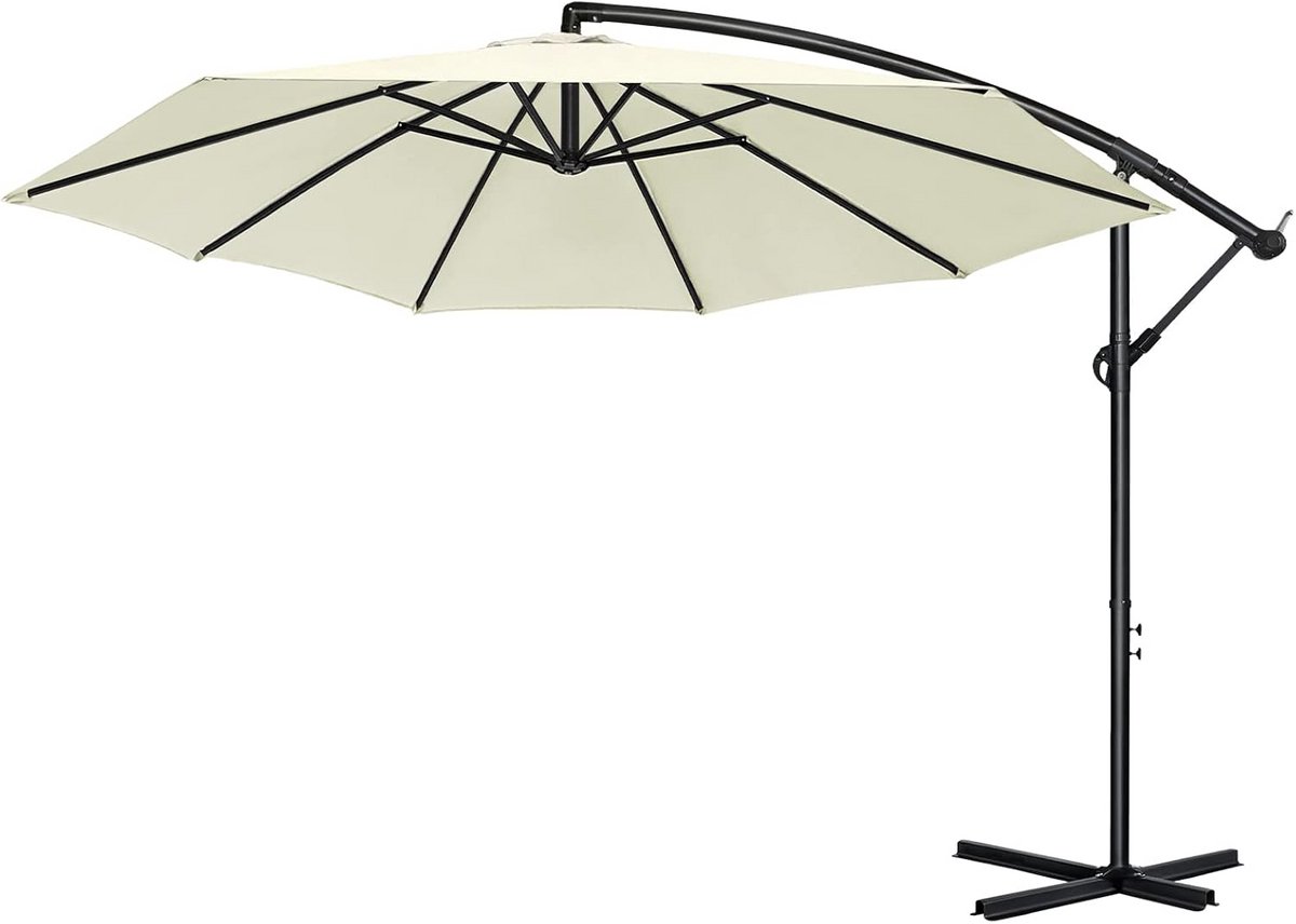 Grote Zweefparasol 350 cm met Zwengel en UV-bescherming - Donkergrijs (9101105620337)