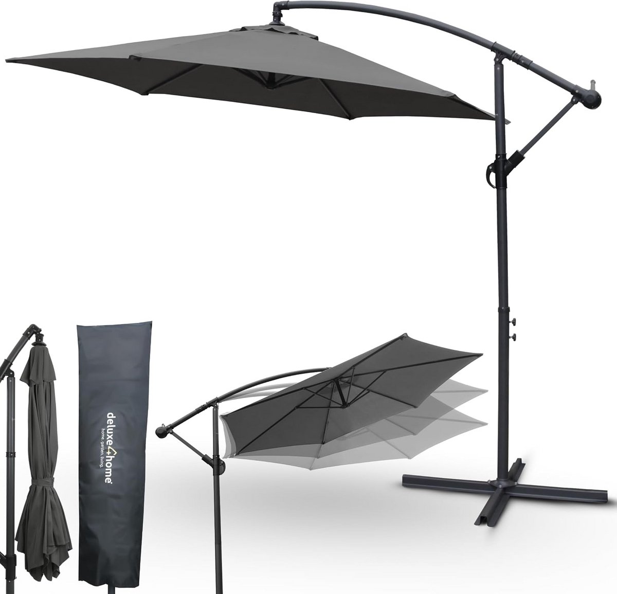 Grote Zweefparasol Ø270 cm - Hangparasol voor Terras en Tuin (9101058474445)