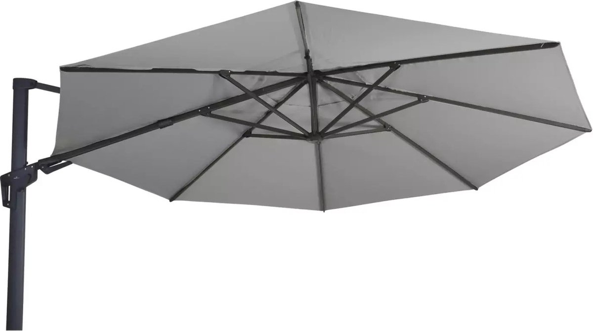 Grote Zweefparasol VirgoFlex Antraciet 3,5m met Kruisvoet en Parasolvoettegels (7863388741797)
