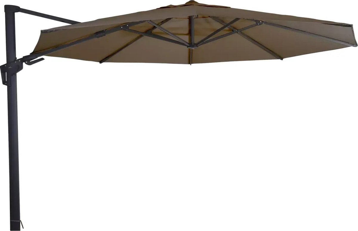 Grote Zweefparasol VirgoFlex Taupe 3,5m met Kruisvoet en Parasolvoettegel (7863388735291)