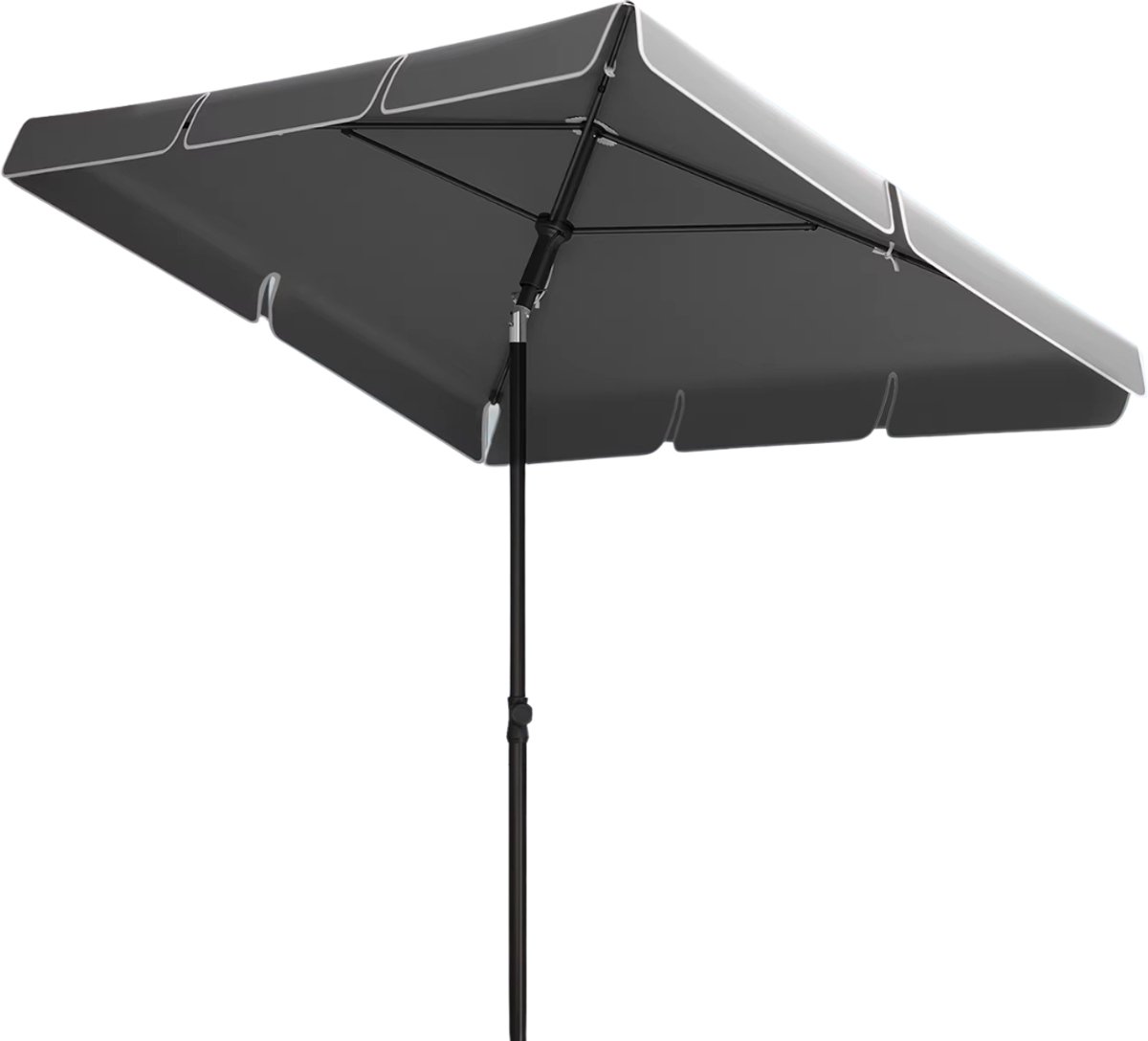 HHHK - Vierkante Parasol - 200x125x240cm - Grijs - met Opbergtas - met Parasolhoes - Stokparasol - Kantelbaar - Exclusief Voet (9501351586744)