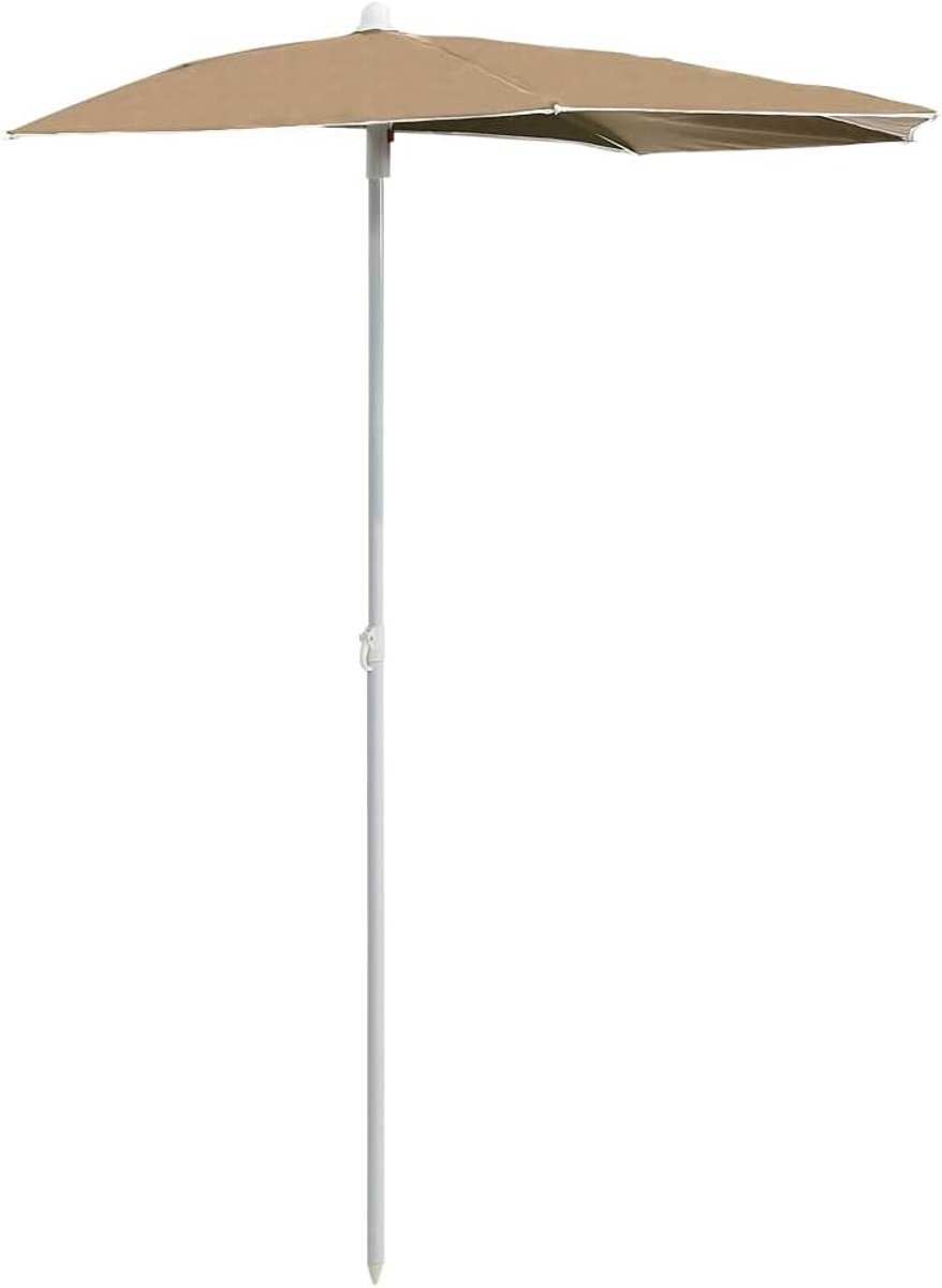 Halve Parasol - Balkonparasol - 180x90 cm - UV-bescherming - Wandparasol - Stabiel Stalen Frame - Taupe (6007156697256)
