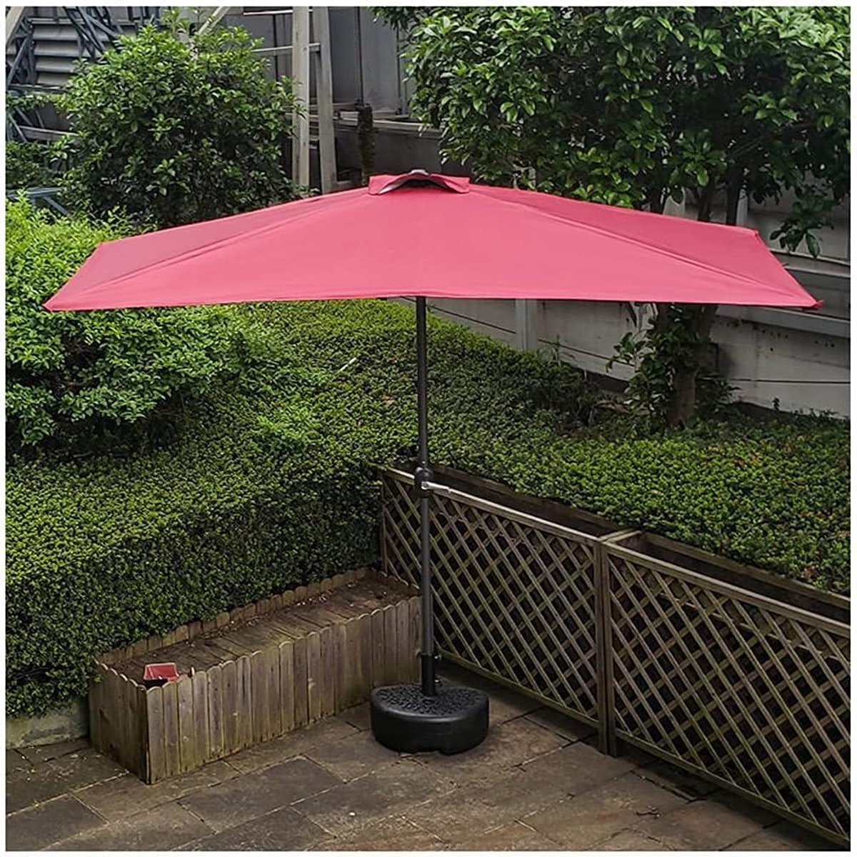 Halve Parasol - Muurparasol Balkonparasol - Terras Schaduw Creëren - Waterinjectie Voet - 250 cm - Rood (9101457946802)