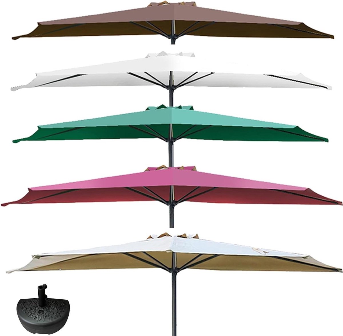 Halve Parasol - Wandparasol Terras - Buiten Zitten - Ruimtebesparend Design - 260 cm Breed - Bordeauxrood (9101246593811)