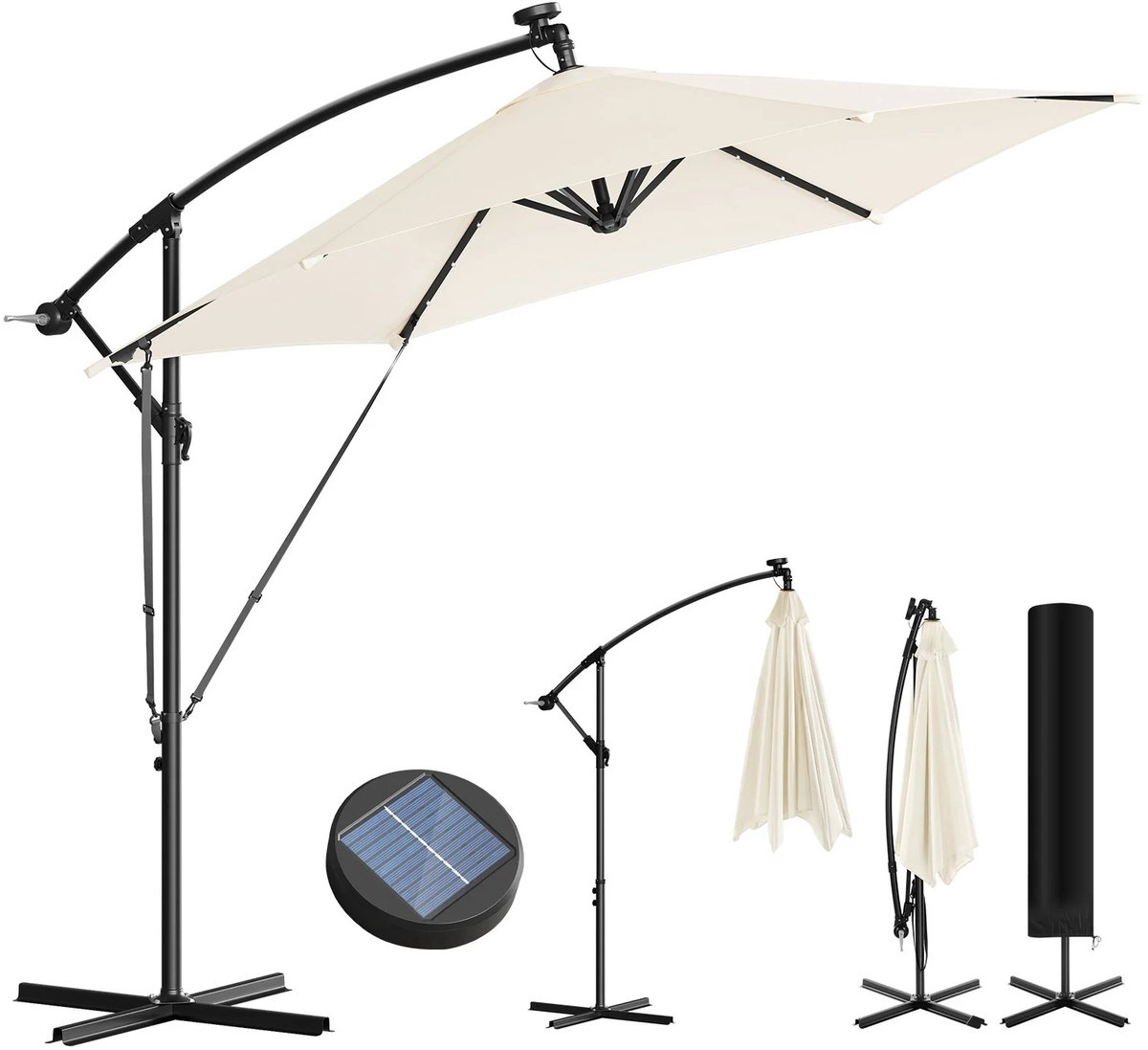 House of Balance Parasol - Parasols - Met Solar Ledverlichting - Luxe Outdoor Serie - Zweefparasol - 360° Draaibaar - UPF 50+ (8721548104044)