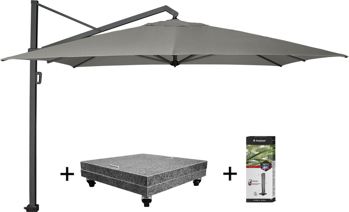 Icon premium zweefparasol 400x300 cm manhattan met 150 KG voet en hoes (8720848329850)
