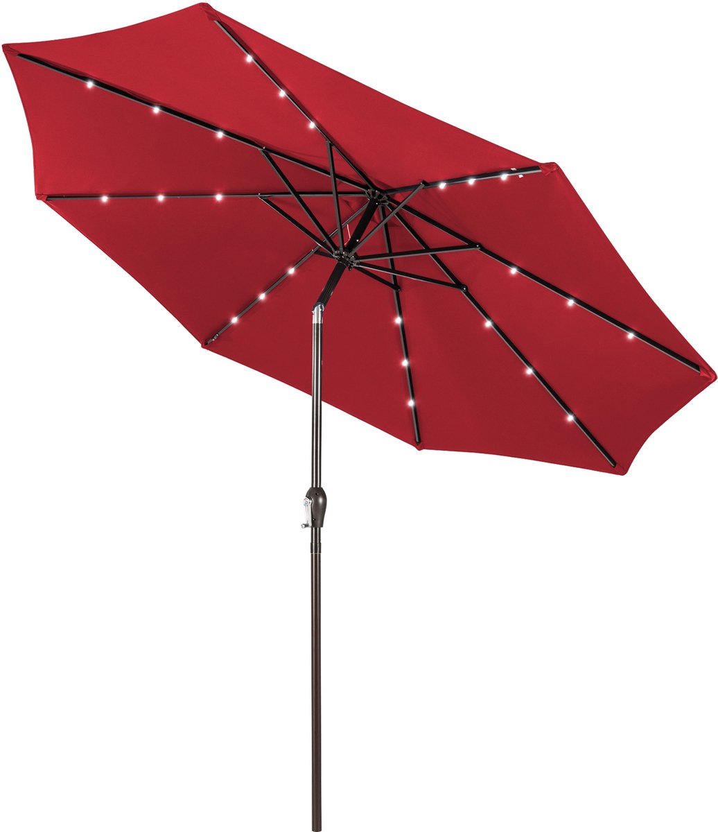 KOMFOTTEU Parasol 300cm - met led en zwengel - knikbaar - tuinparasol - stokparasol - strandparasol - voor tuin, strand, balkon (0672669264743)