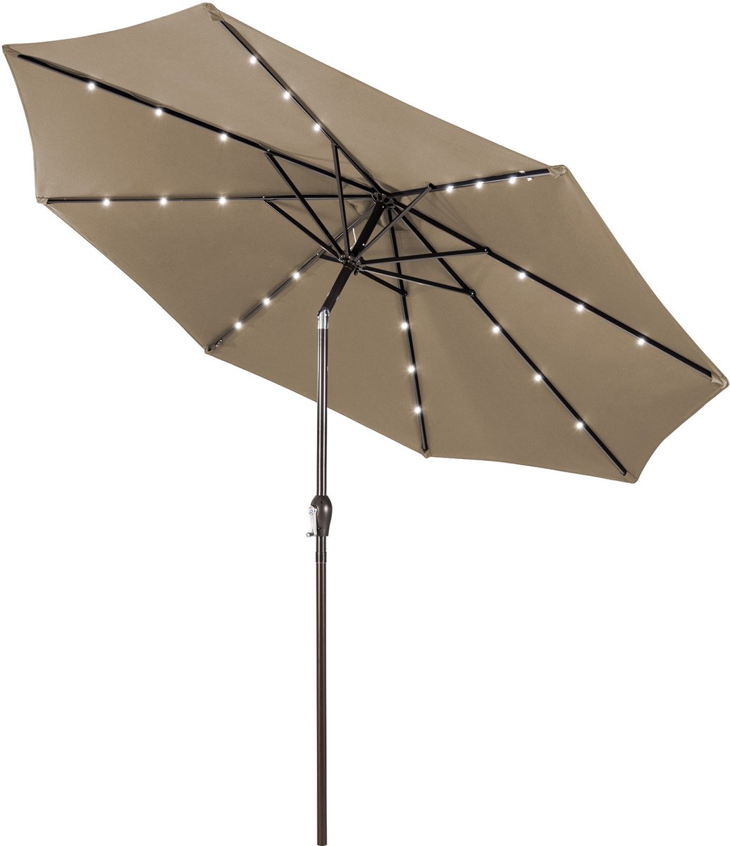 KOMFOTTEU Parasol 300cm - met led en zwengel - knikbaar - tuinparasol - stokparasol - strandparasol - voor tuin, strand, balkon (0672669264774)