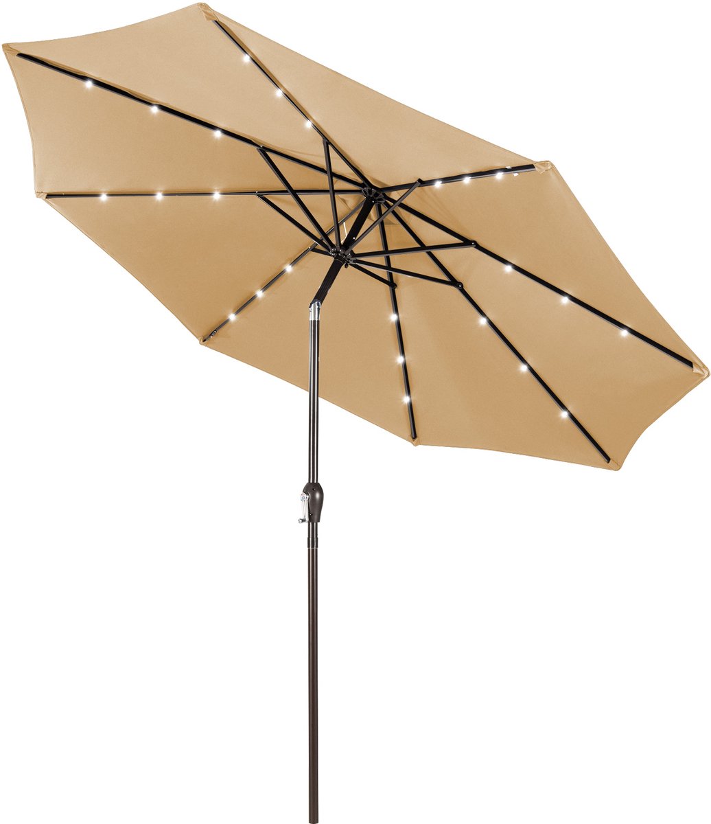 KOMFOTTEU Parasol 300cm - met led en zwengel - knikbaar - tuinparasol - stokparasol - strandparasol - voor tuin, strand, balkon (0672669335313)