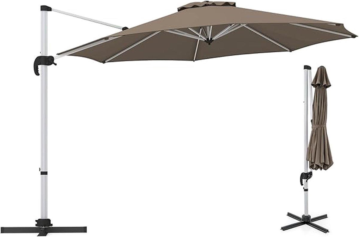 KOMFOTTEU Parasol 325 cm - zweefparasol - draaibaar - kantelbaar - aluminium stang - tuinparasol - voor tuinen en balkons (0672669337904)