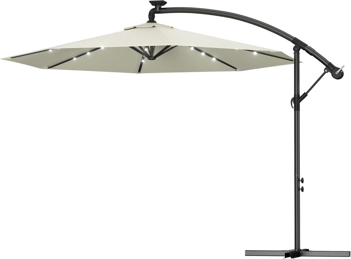 LILIIN Aluminium parasol, zweefparasol, Ø 300 / 350 cm, met zwengelinrichting, tuinscherm, balkonscherm, uv-bescherming 40+, voor buiten, kruisvoet, voor balkon, tuin, terras (9101178825189)