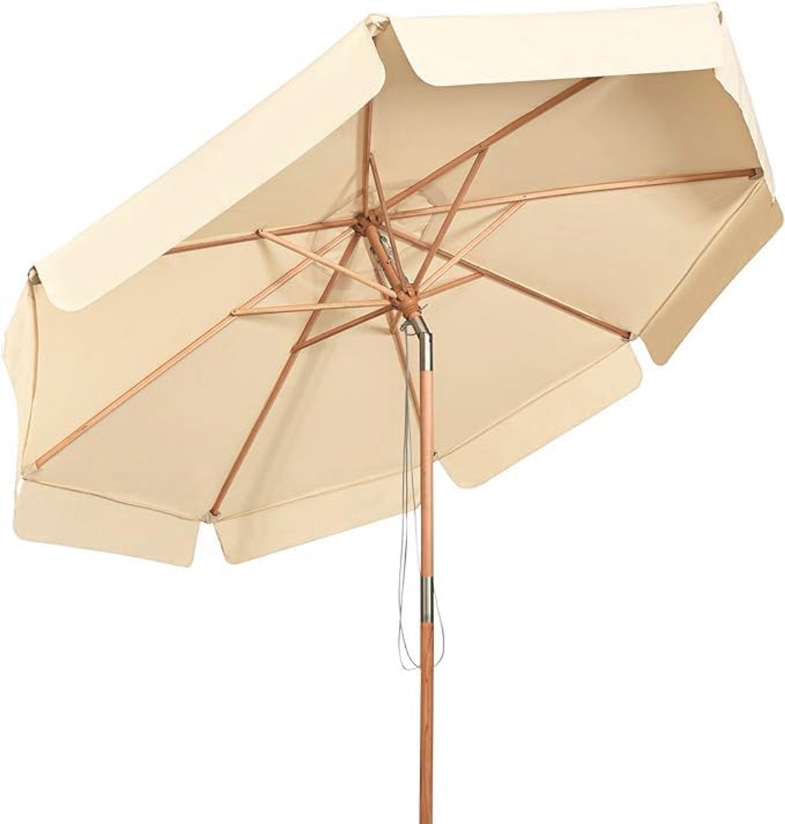 Luxe Houten Zweefparasol 300 cm Kantelbaar 30° - Grote Tuinparasol van Beukenhout met UV50+ Bescherming, Waterafstotende Terras Parasol met 8 Baleinen voor Tuin, Balkon & Horeca (9506753769887)