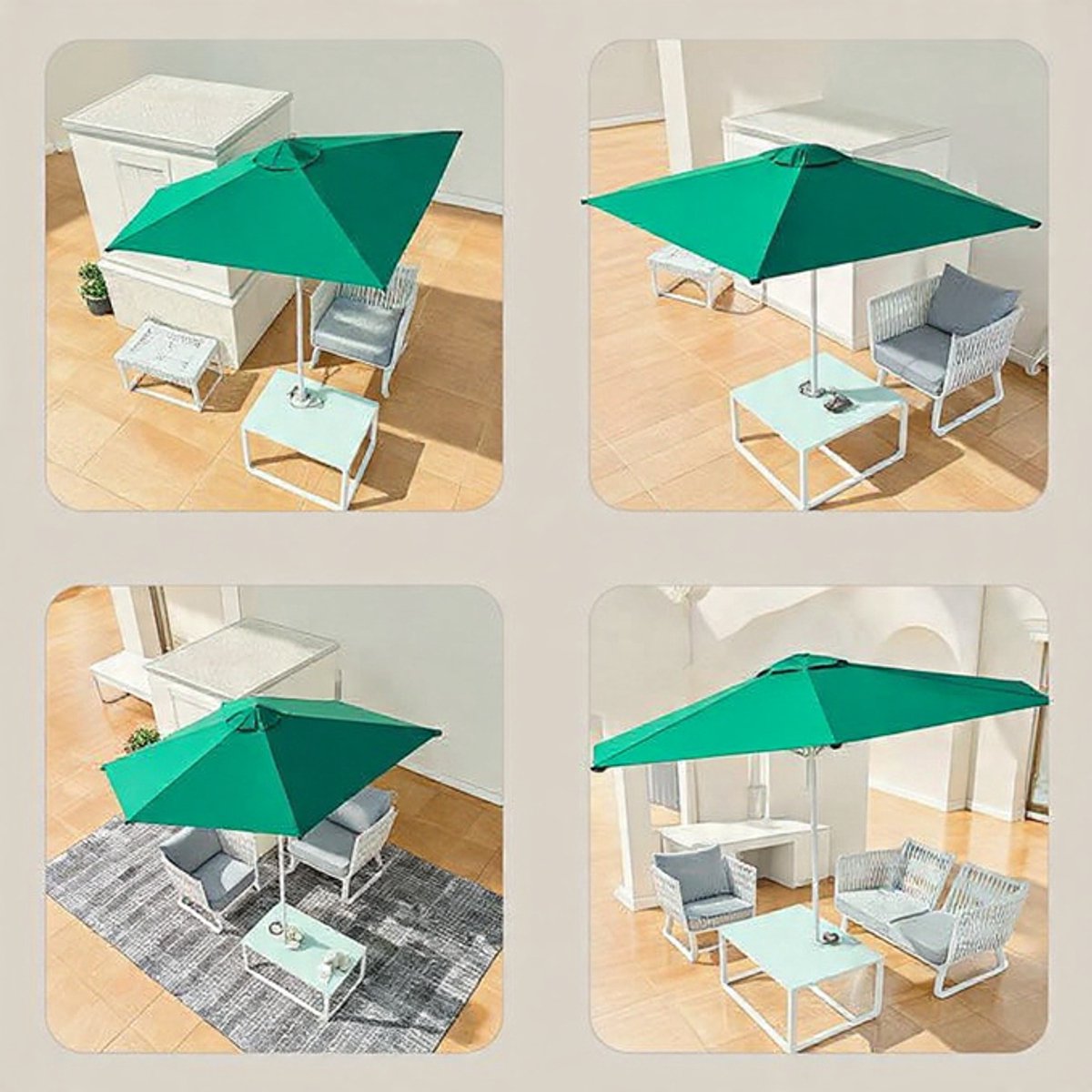 Luxe Wandgemonteerde Zweefparasol 2,5M met Kantelfunctie en UV50+ Bescherming - Aluminium Vrijhangende Parasol voor Tuin, Balkon & Terras Groen (9509212121417)