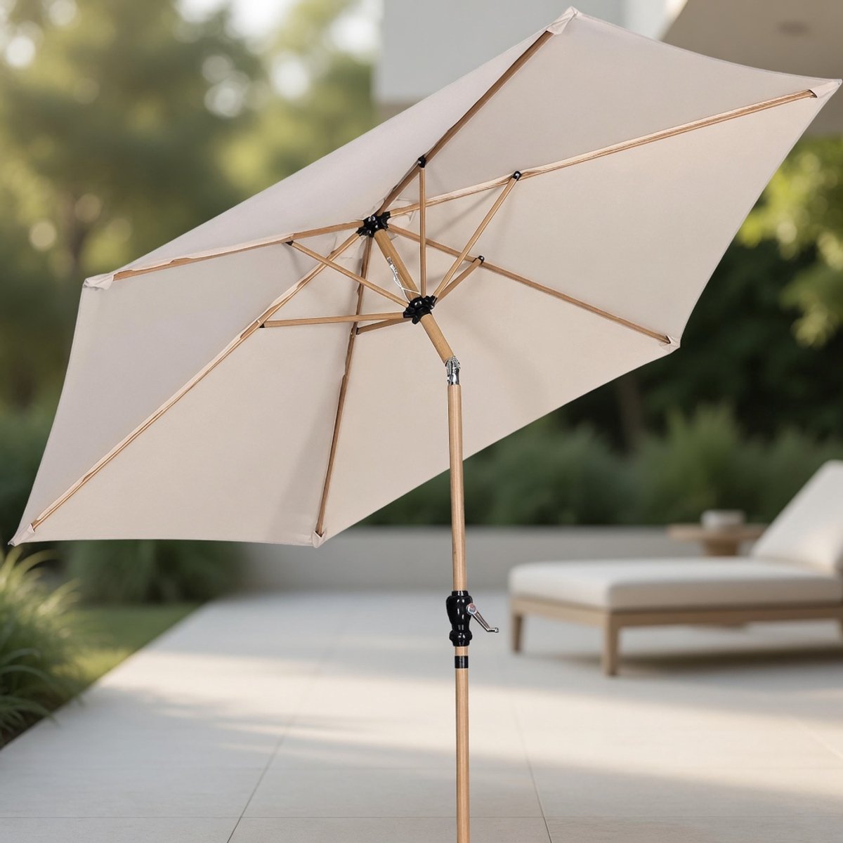 Luxe Zweefparasol Ø300 cm - Ronde Tuinparasol met Kantelfunctie en Zwengel - Aluminium Frame - UV50+ Bescherming - Waterafstotend Polyester - Terrasparasol / Balkonparasol CrèmegeelMobili Bella (9504541313229)