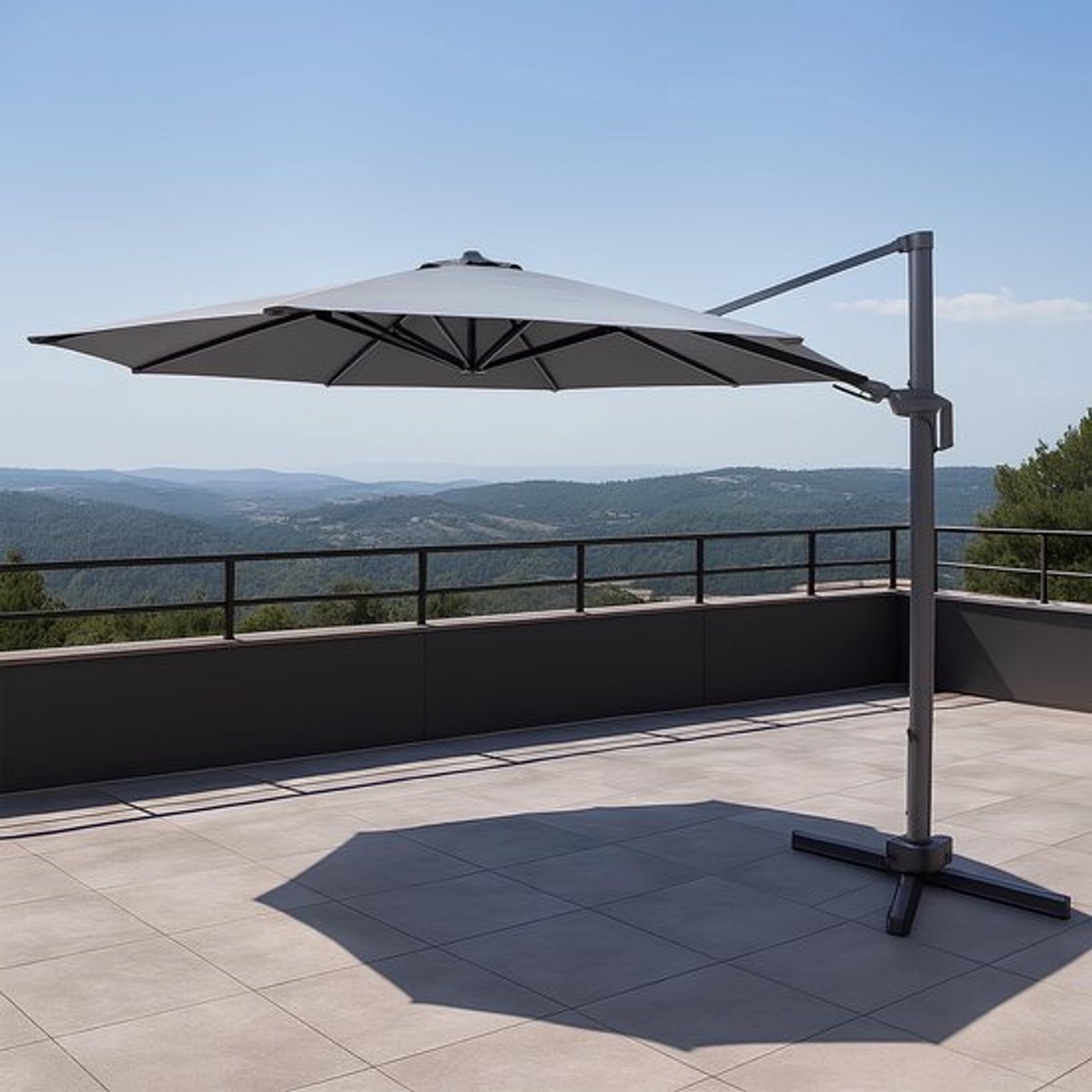 Luxe aluminium zweefparasol 345 cm - 360° draaibaar en UV-bescherming (9316498113933)