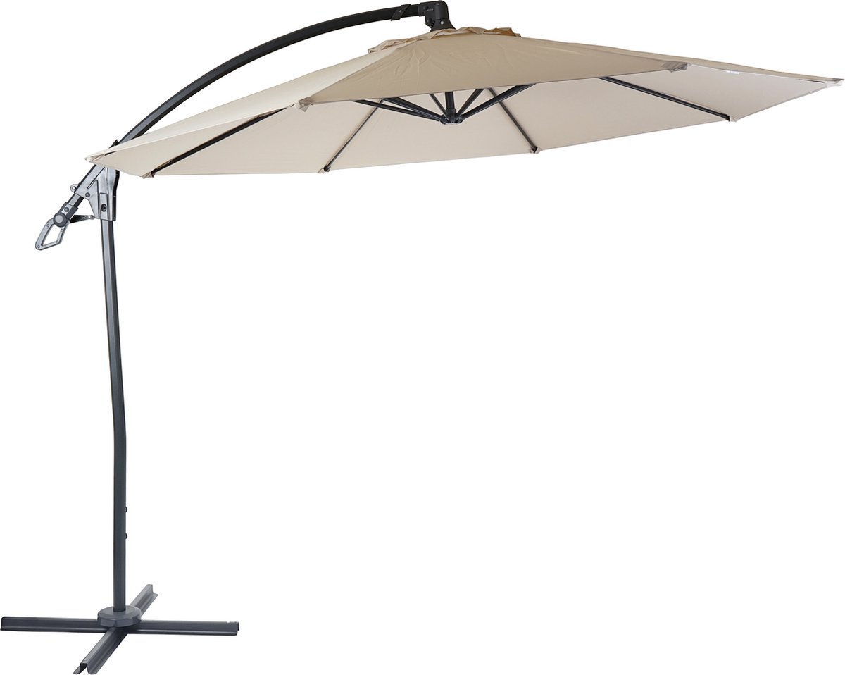 Luxe zweefparasol MCW-D14, parasol, rond Ø 3m polyester aluminium/staal 14kg ~ crème-wit zonder voet (4052826175000)