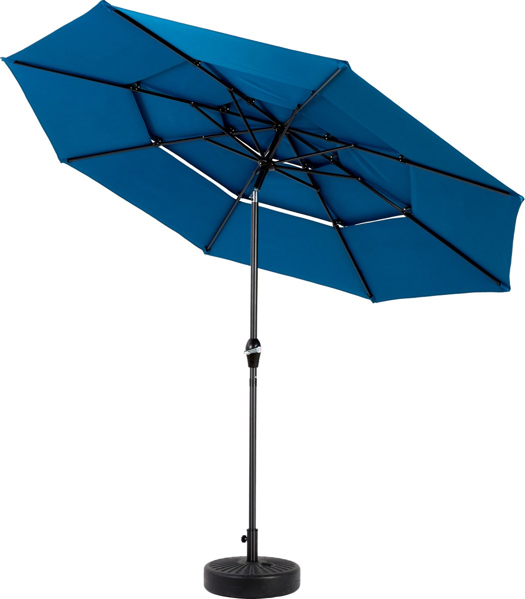 MODFU Zweefparasol Rechthoekig 294×250×91 cm - Kantelbaar met Zwengel - Grote Tuin Parasol - Stevig Stalen Frame - 3-Laags Geventileerd Doek - Donkerblauw (4070864098778)