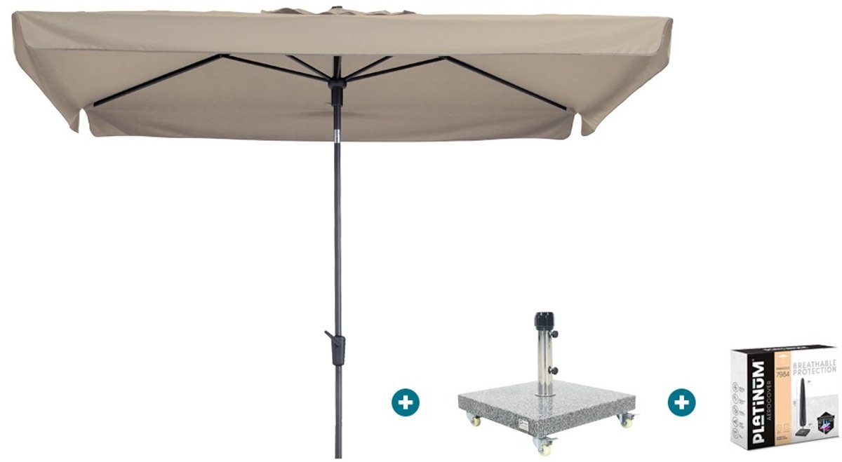 Madison Delos Luxe stokparasol 200x300 cm. - Ecru met Sevilla voet en hoes (6154113846810)