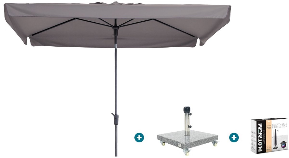 Madison Delos Luxe stokparasol 200x300 cm. - Taupe met Sevilla voet en hoes (6154113774762)