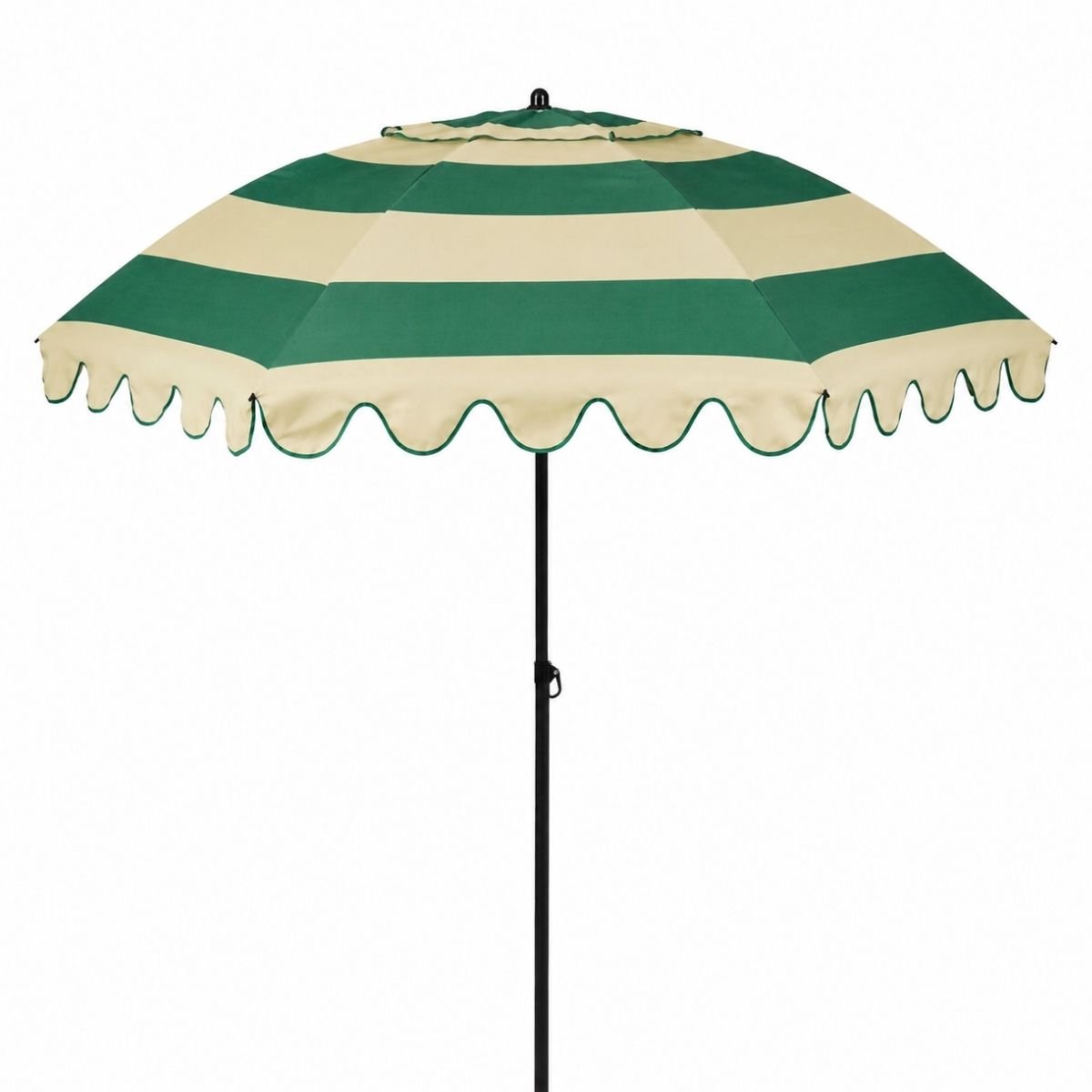 Mica Decorations Kantelbare Parasol met Ruches - Stokparasol 238 x Ø195 cm - Tuin of Balkonparasol - Polyester, Staal - Lichtgroen, Donkergroen (8720362581352)