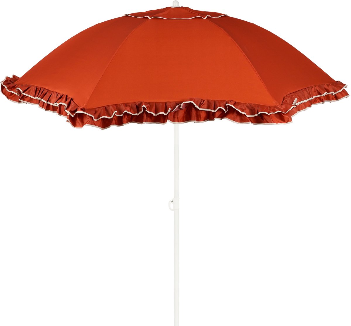 Mica Decorations Kantelbare Parasol met Streepprint - Stokparasol 238 x Ø195 cm - Tuin of Balkonparasol - Polyester, Staal - Geel, Roze (8720362581369)