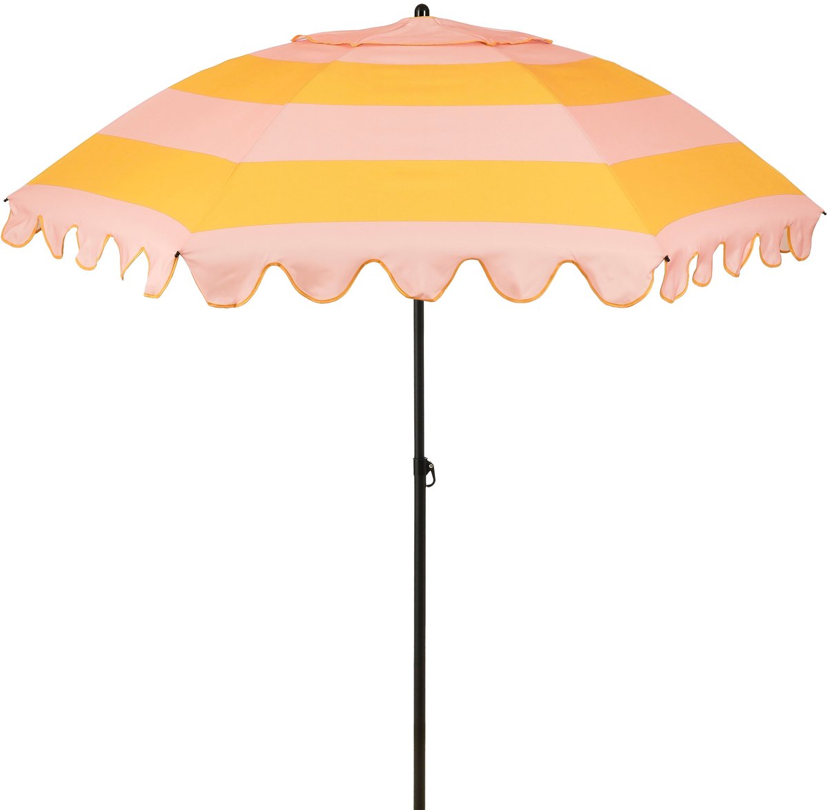 Mica Decorations Kantelbare Parasol met Streepprint - Stokparasol 238 x Ø195 cm - Tuin of Balkonparasol - Polyester, Staal - Roze, Geel (8720362581338)