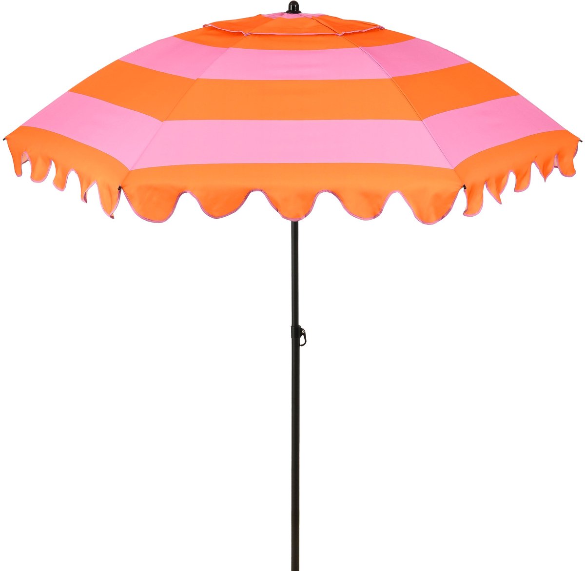 Mica Decorations Kantelbare Parasol met Streepprint - Stokparasol 238 x Ø197 cm - Tuin of Balkonparasol - Polyester, Staal - Roze, Oranje (8720362581345)
