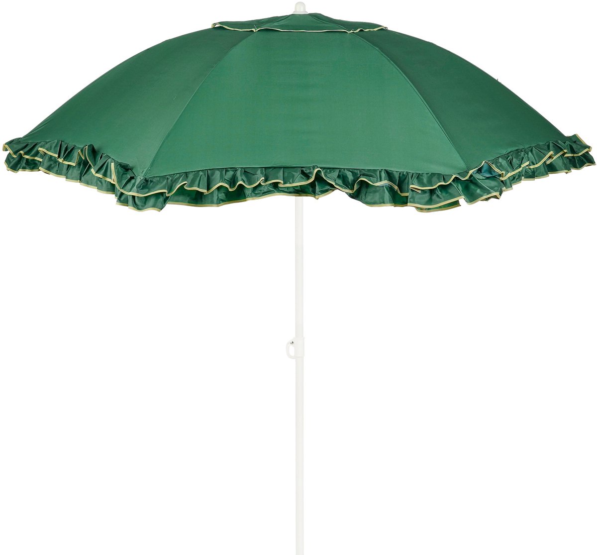 Mica Decorations Parasol Kantelbaar met Ruches - Stokparasol 238 x Ø195 cm - Tuin of Balkonparasol in Hoogte Verstelbaar - Polyester, Staal - Groen (8720362581383)