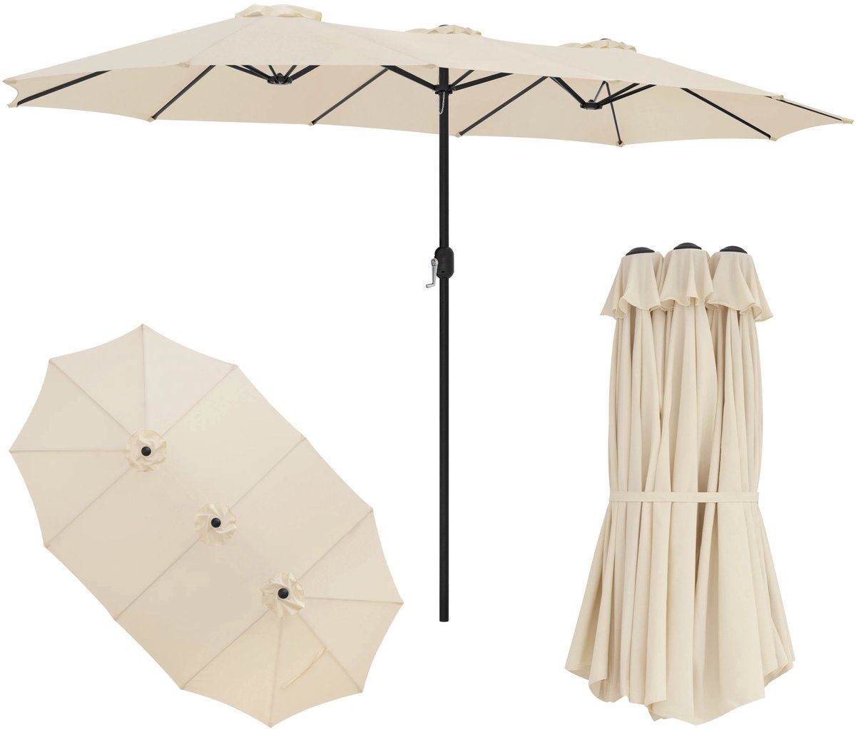 Mosh Stories Luxe Zweefparasol - 450x267 cm Beige - Grote Terrasparasol UPF 50+ UV-bescherming - Waterafstotende Tuinparasol (8721551791545)