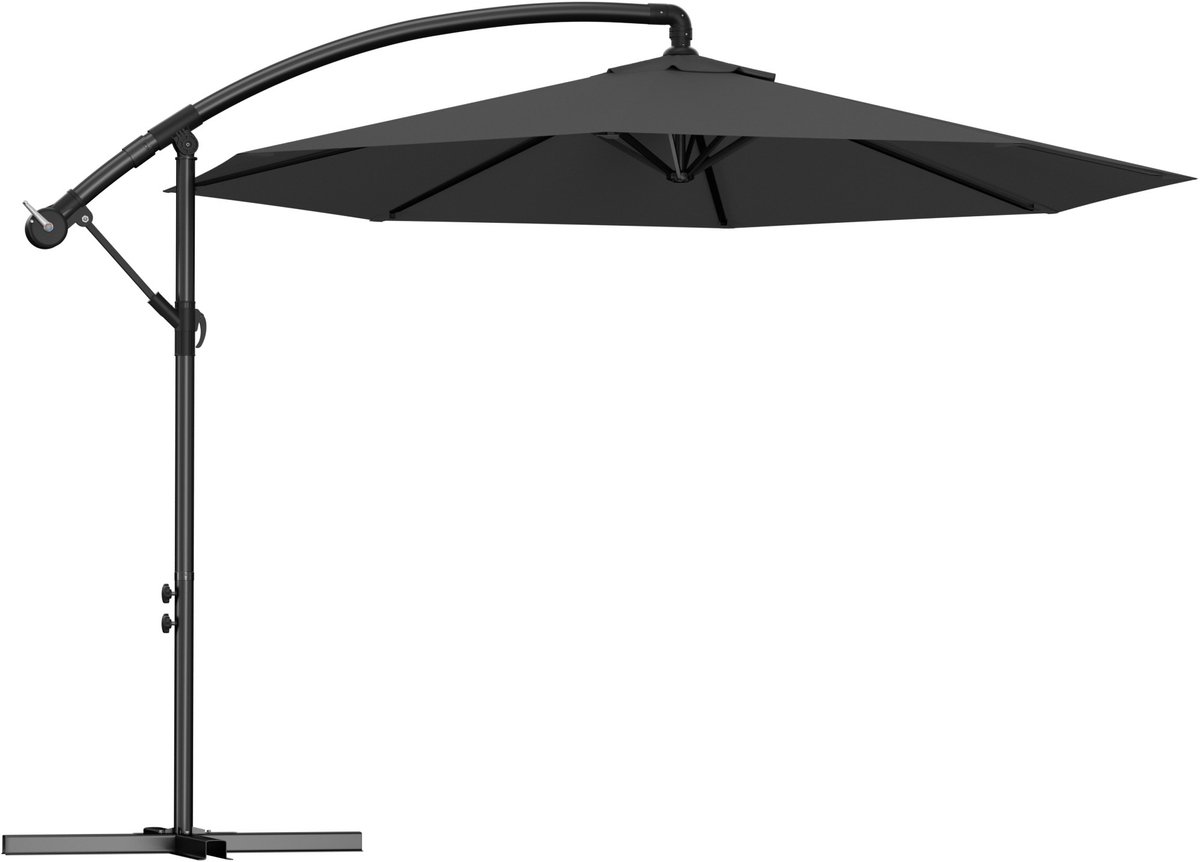 NAIZY Zweefparasol In Hoogte Verstelbaar met Zwengel Tuinparasol Aluminium Parasols Zonnescherm Balkonparasol Winddicht en Waterdicht Marktparasol voor Terras (Ø350cm, Donkergrijs) (0702802101311)