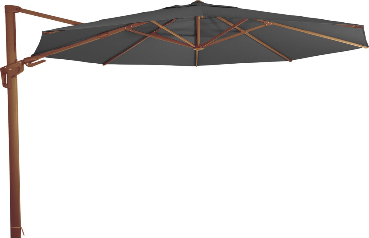 Outdoor Living - Zweefparasol VirgoFlex houtlook grijs Ø3,5mtr (8714365532671)