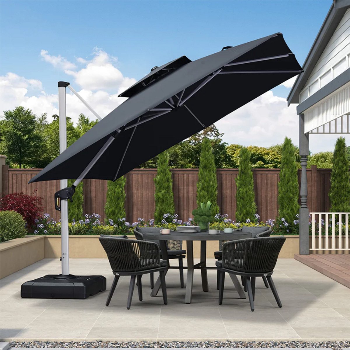 PURPLE LEAF Vierkant Parasol - Dubbel Top - 360 °Graden Rotatie - UV werend doek- Windbestendige Zweefparasol (8683769594922)