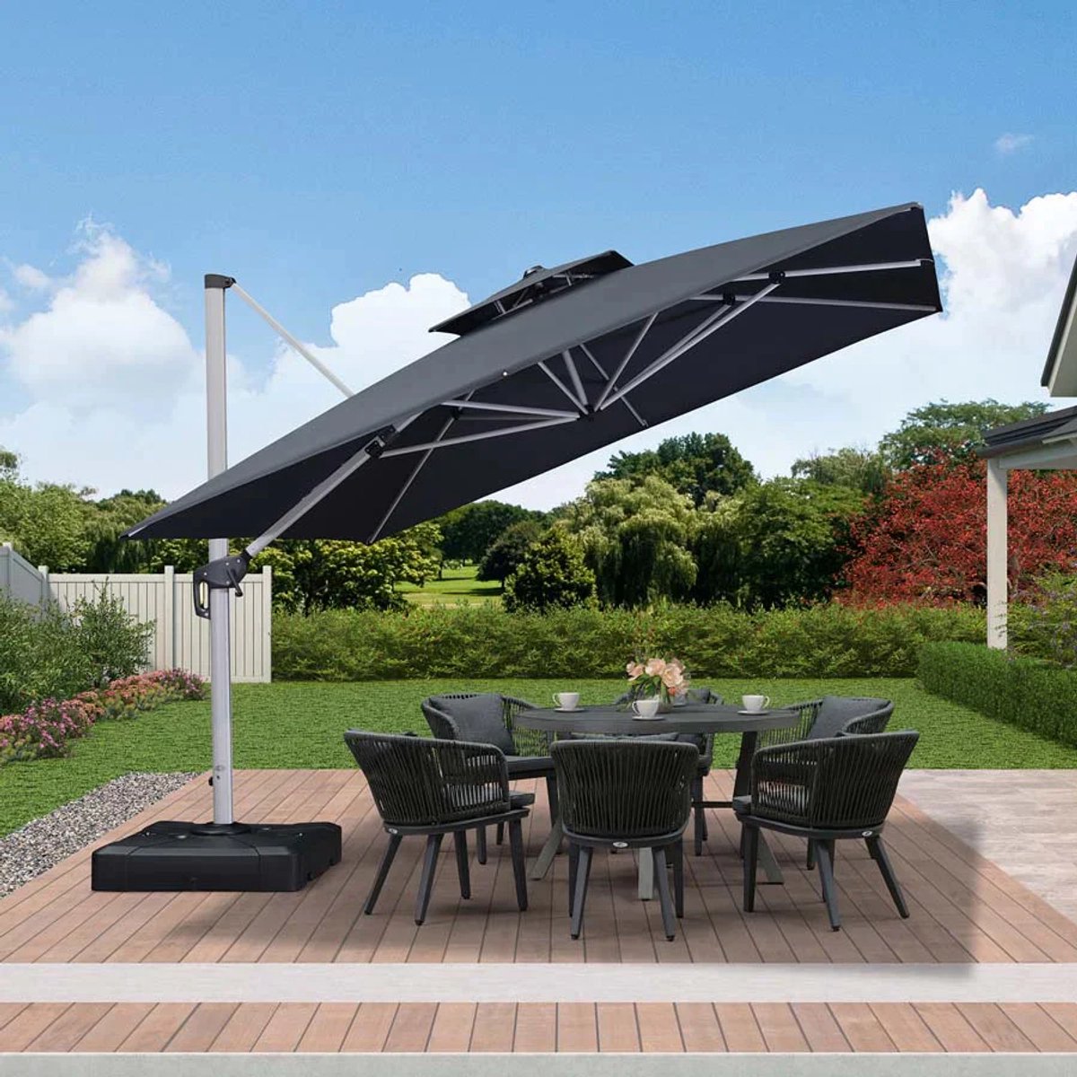 PURPLE LEAF Vierkant Parasol - Dubbel Top - 360 °Graden Rotatie - UV werend doek- Windbestendige Zweefparasol (8683769594946)